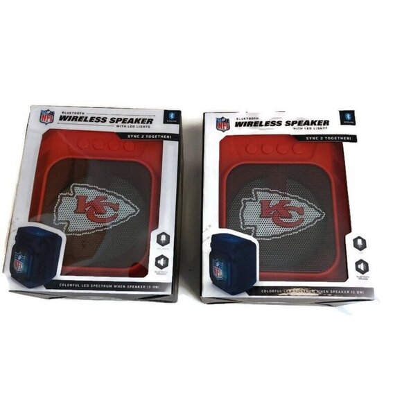 Soar NFL Kansas City Chiefs (2) Bluetooth MINI Wireless Speakers With LED Lights - Picture 1 of 4